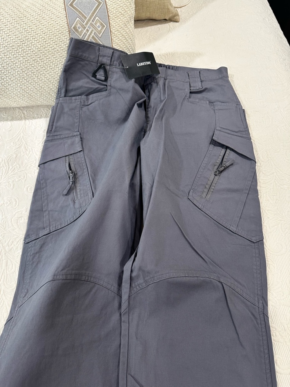 Labeyzon Men's Gray Utility Cargo Pants